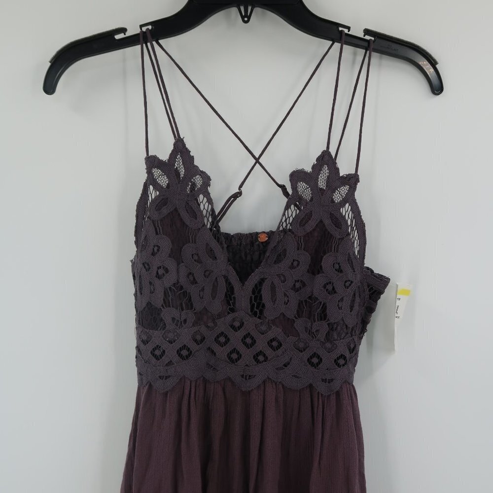 Free People Eggplant Purple Crisscross back Crochet top Dress Size Small - Picture 5 of 9